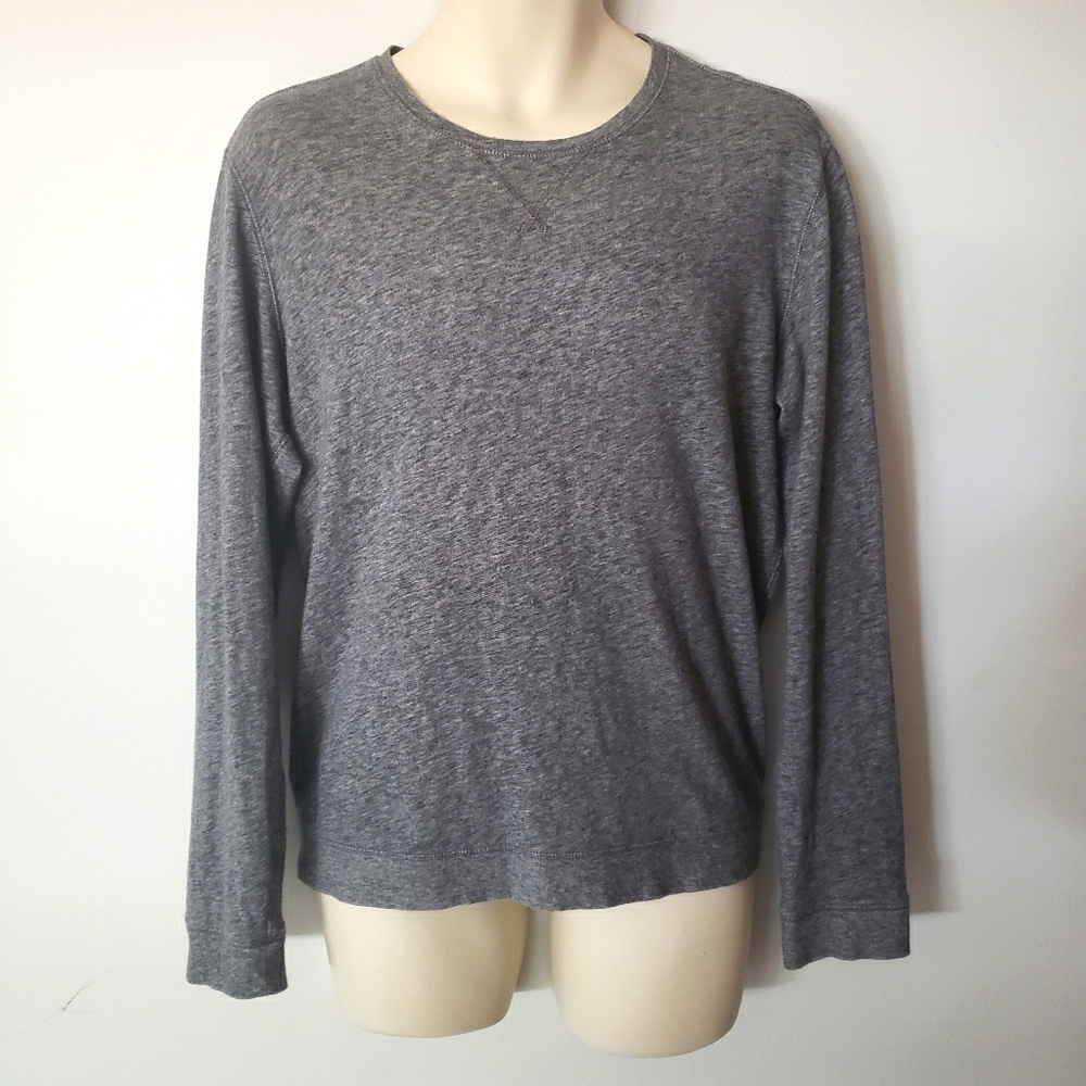 Vince cotton long sleeve crew neck thin knit top